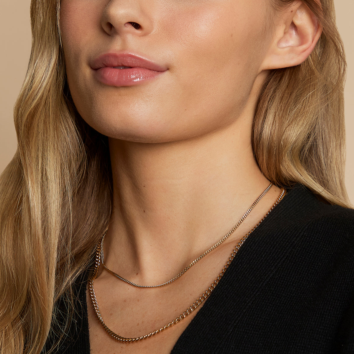 Essential Curb Chain Necklace Stacking Set in Gold-Astrid & Miyu
