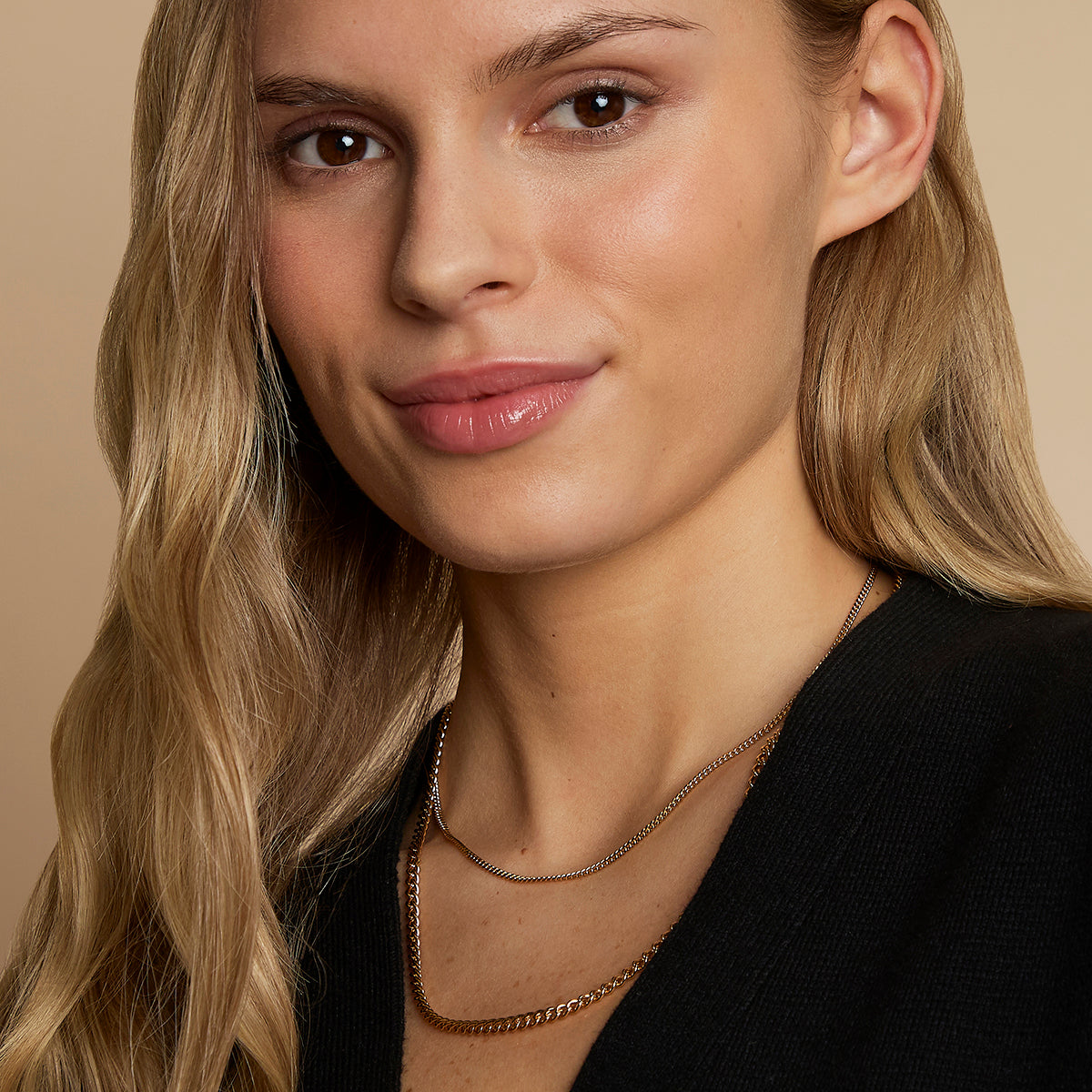 Essential Curb Chain Necklace Stacking Set in Gold-Astrid & Miyu