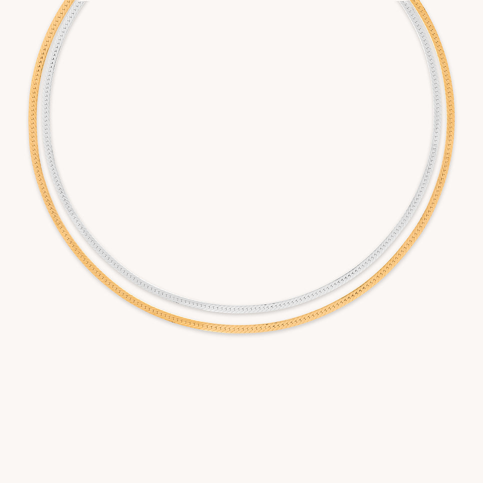 Essential Snake Chain Necklace Stacking Set in Mixed Metal-Astrid & Miyu