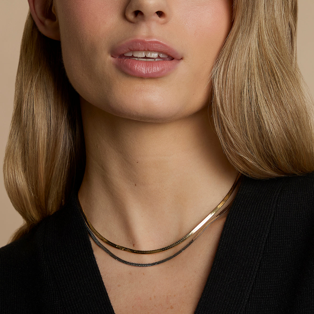 Essential Snake Chain Necklace Stacking Set in Mixed Metal-Astrid & Miyu