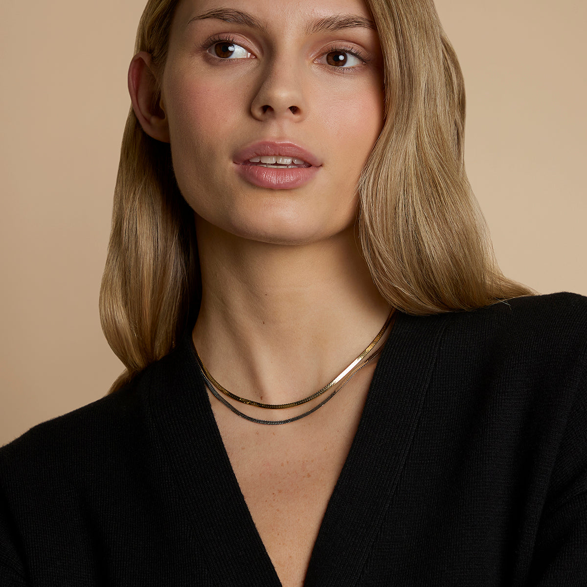 Essential Snake Chain Necklace Stacking Set in Mixed Metal-Astrid & Miyu