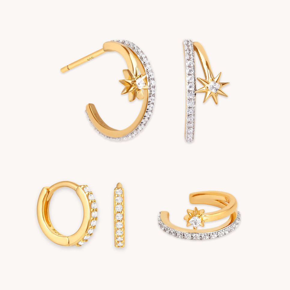 Cosmic Illusion Hoops Stacking Set in Gold-Astrid & Miyu