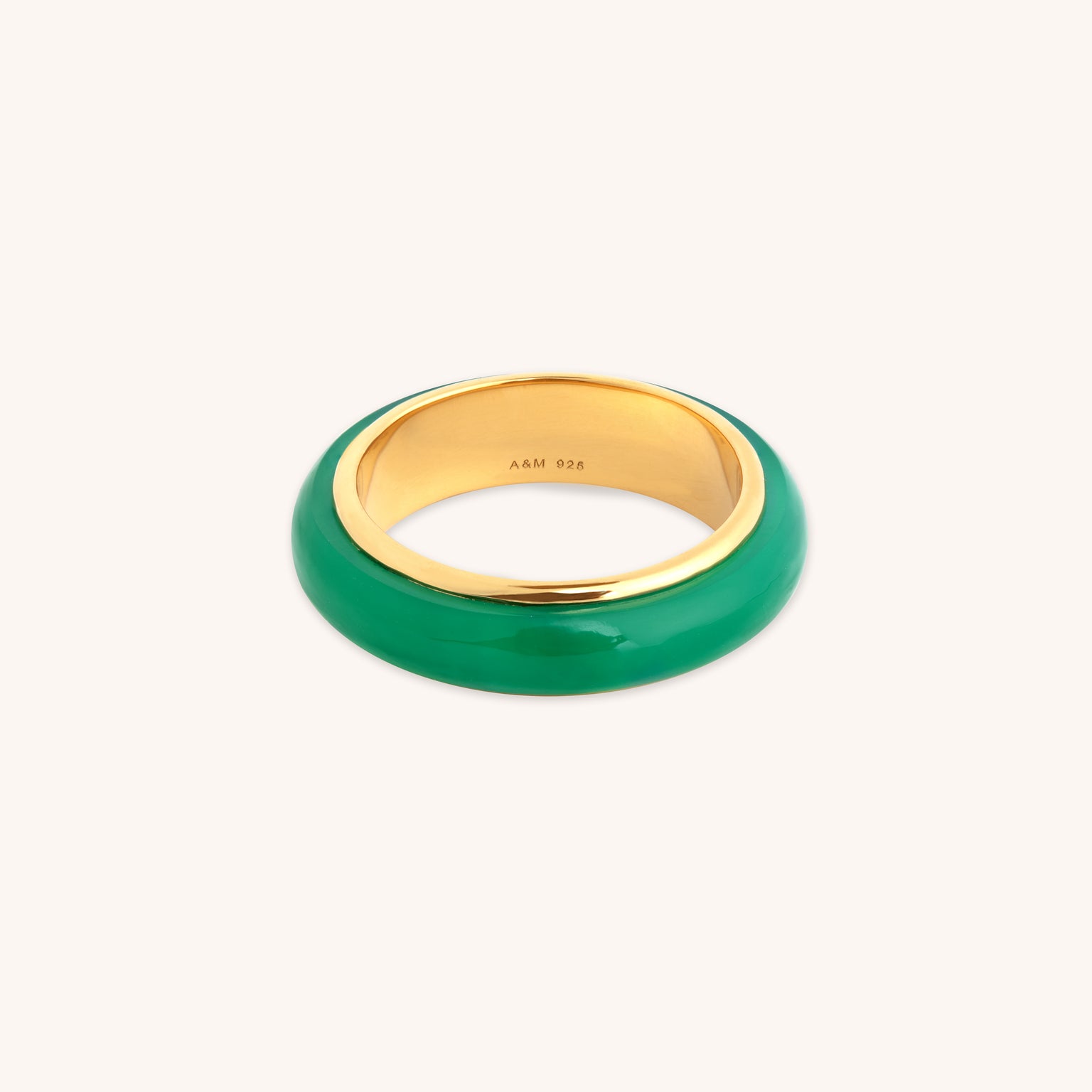 18k Gold Plated Jewellery - Green Onyx Carved Stone Ring in Gold - Stone Rings - Astrid & Miyu