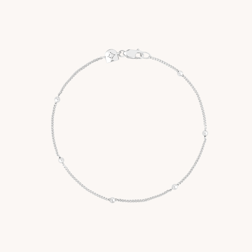 Essential Beaded Chain Bracelet in Silver-Astrid & Miyu