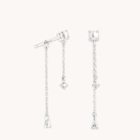 Diamond & Pearl Chain Studs in Solid White Gold-Astrid & Miyu
