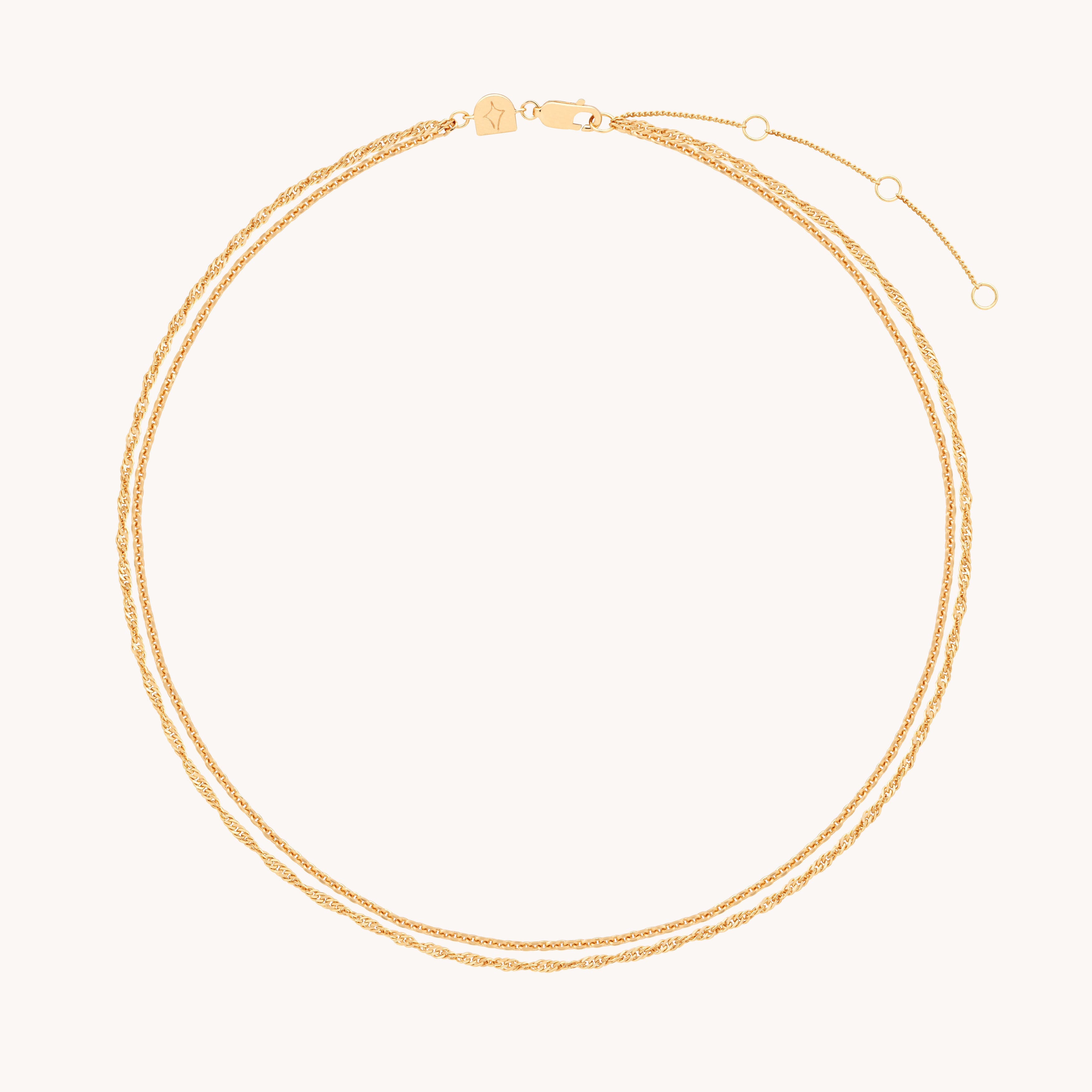 18k Gold Plated Jewellery - Illusion Twist Double Chain Necklace in Gold - Chain Necklace - Astrid & Miyu