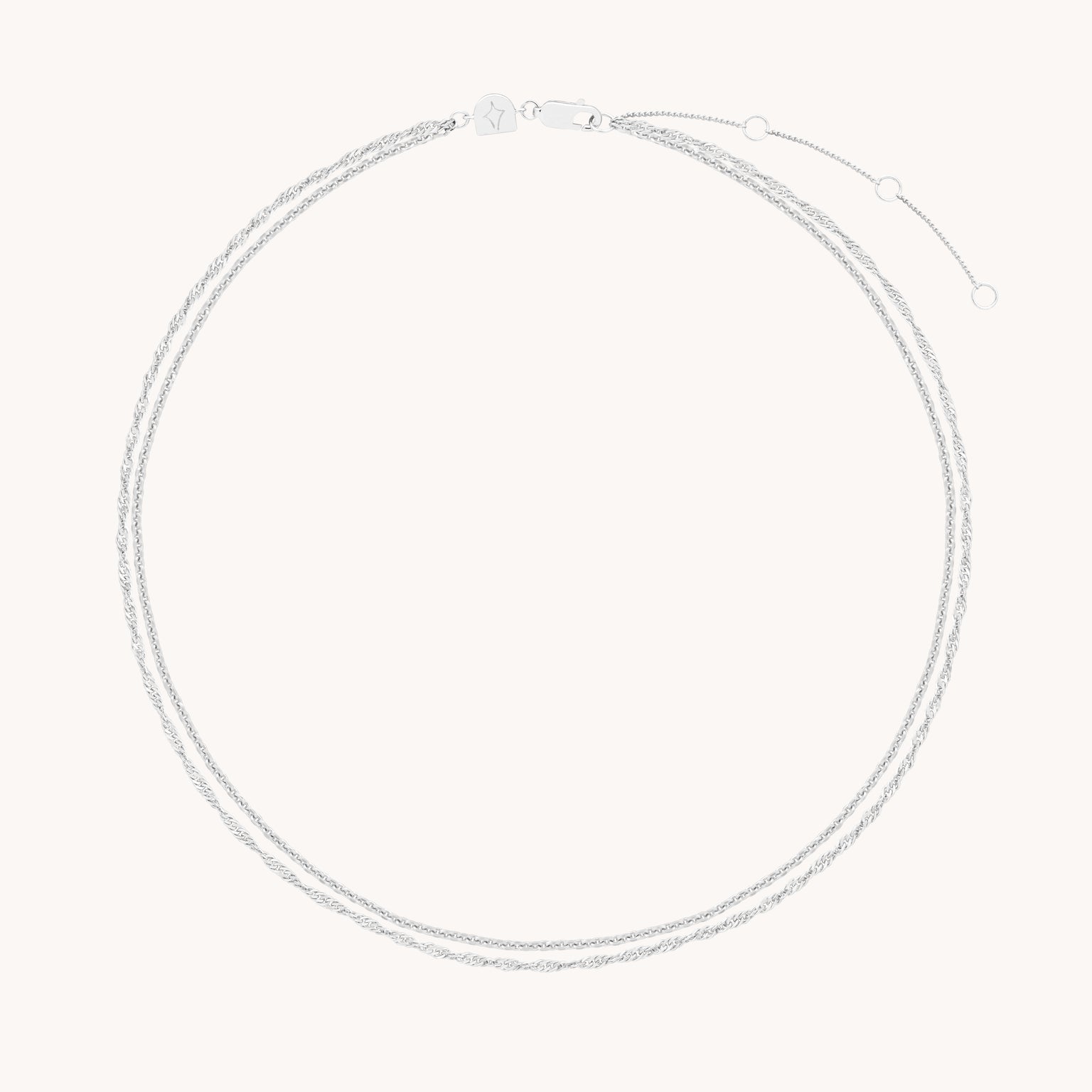 Charm Compatible Necklaces & Bracelets - Illusion Twist Double Chain Necklace in Silver - Chain Necklace - Astrid & Miyu