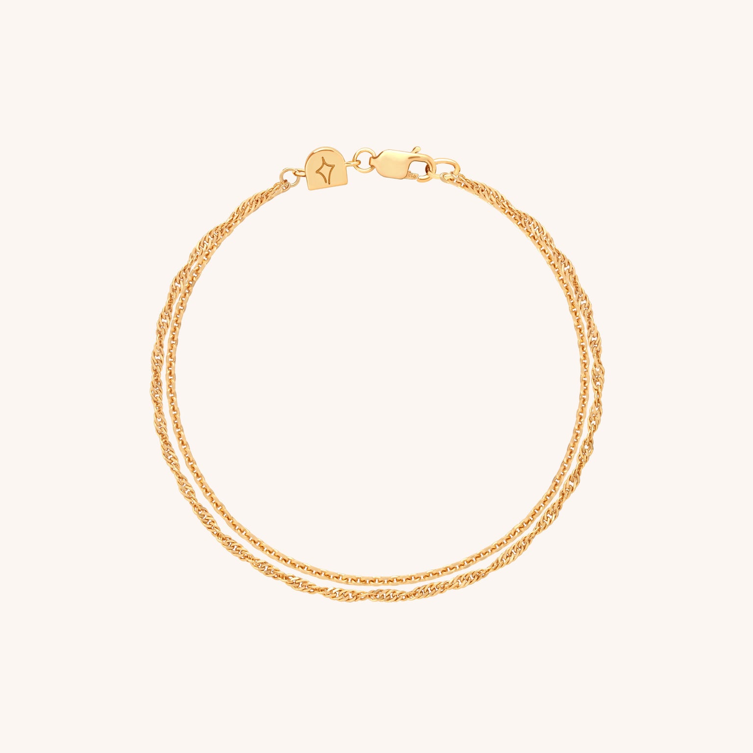 18k Gold Plated Jewellery - Illusion Twist Double Chain Bracelet in Gold - Chain Bracelet - Astrid & Miyu