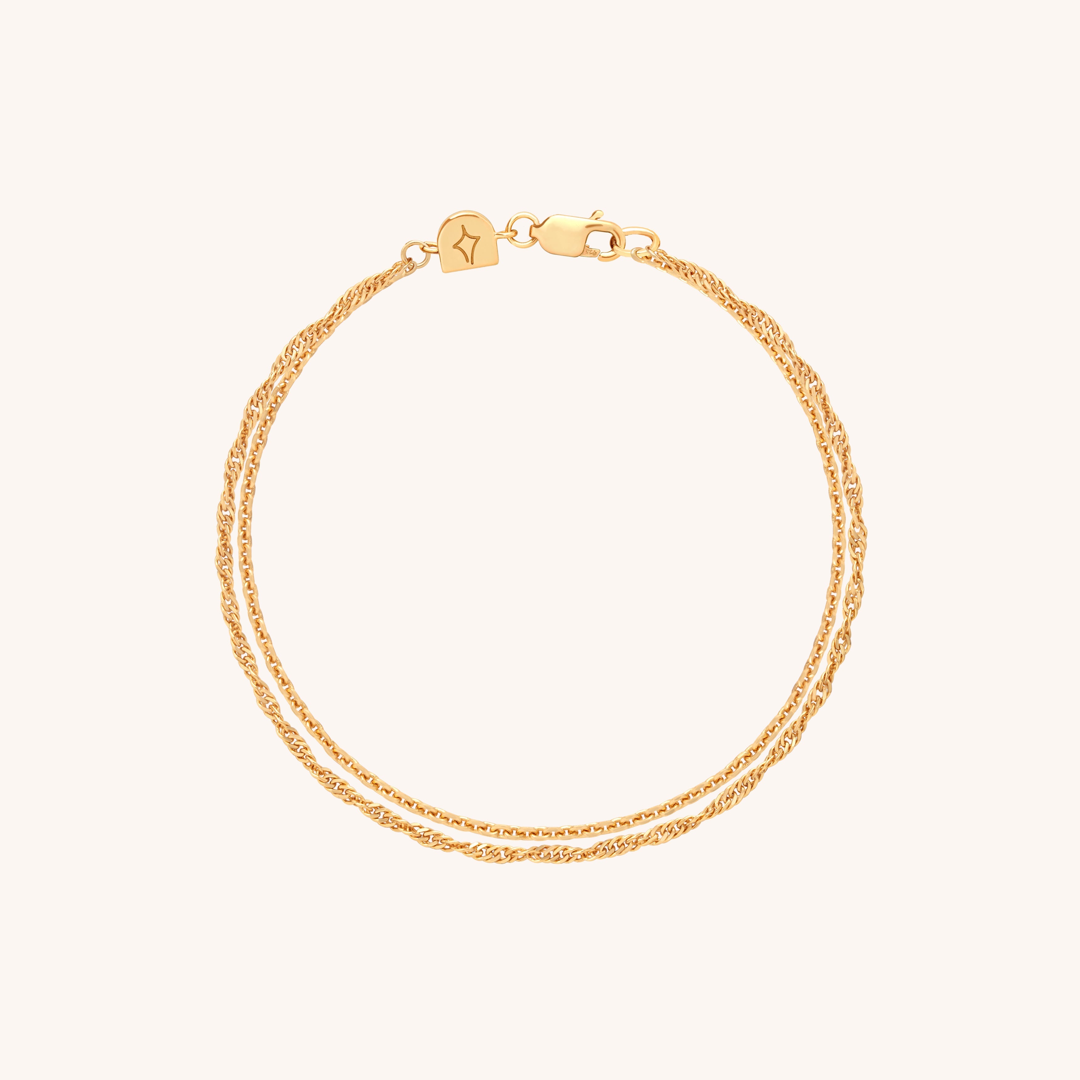 18k Gold Plated Jewellery - Illusion Twist Double Chain Bracelet in Gold - Chain Bracelet - Astrid & Miyu