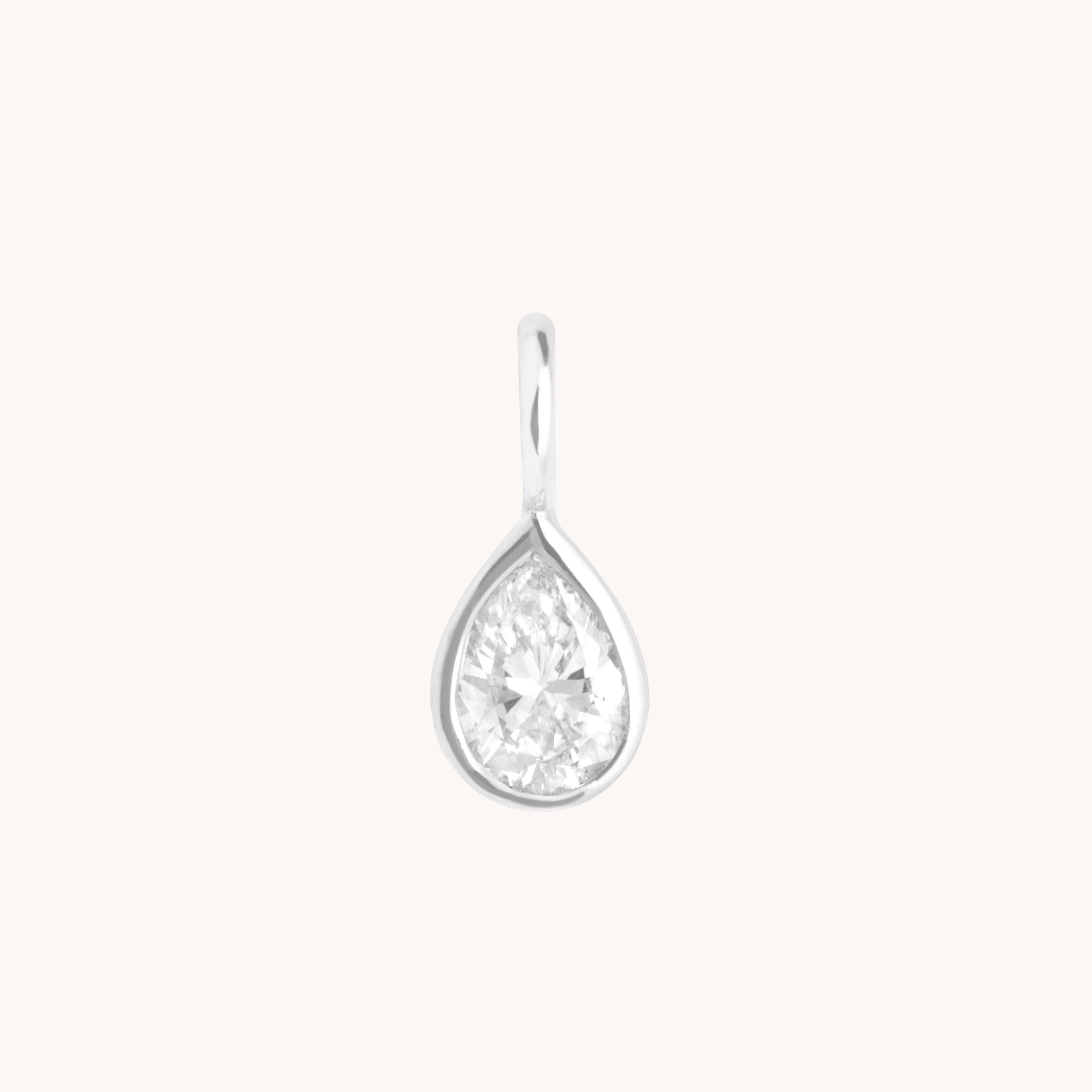 Birthstone Charms - Diamond Pear Charm 9k White Gold - Charms & Pendants - Astrid & Miyu