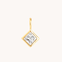 Birthstone Charms - Diamond Square Charm 9k Gold - Charms & Pendants - Astrid & Miyu