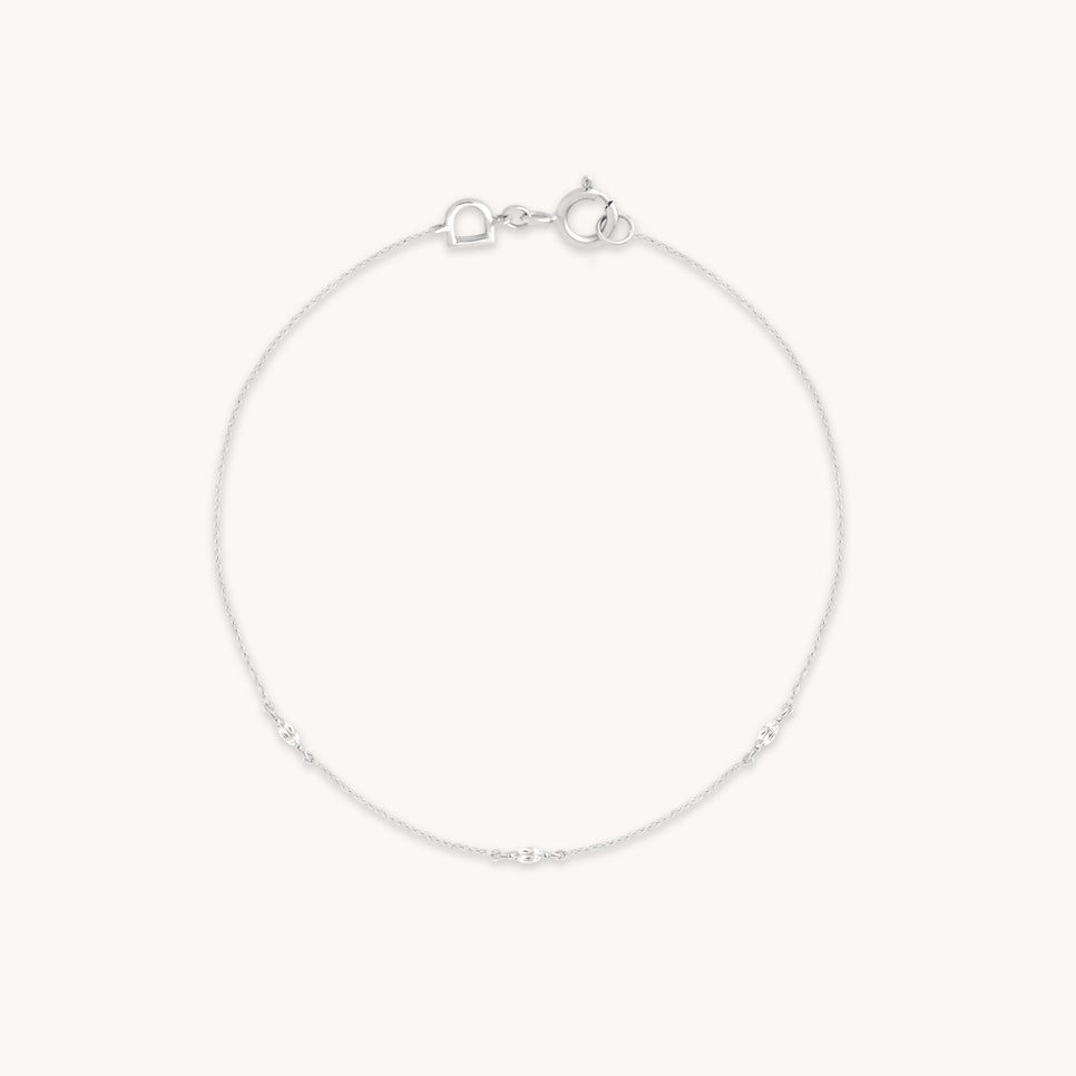 April White Topaz - White Topaz Marquise Charm Bracelet in Solid White Gold - Charm Bracelets - Astrid & Miyu