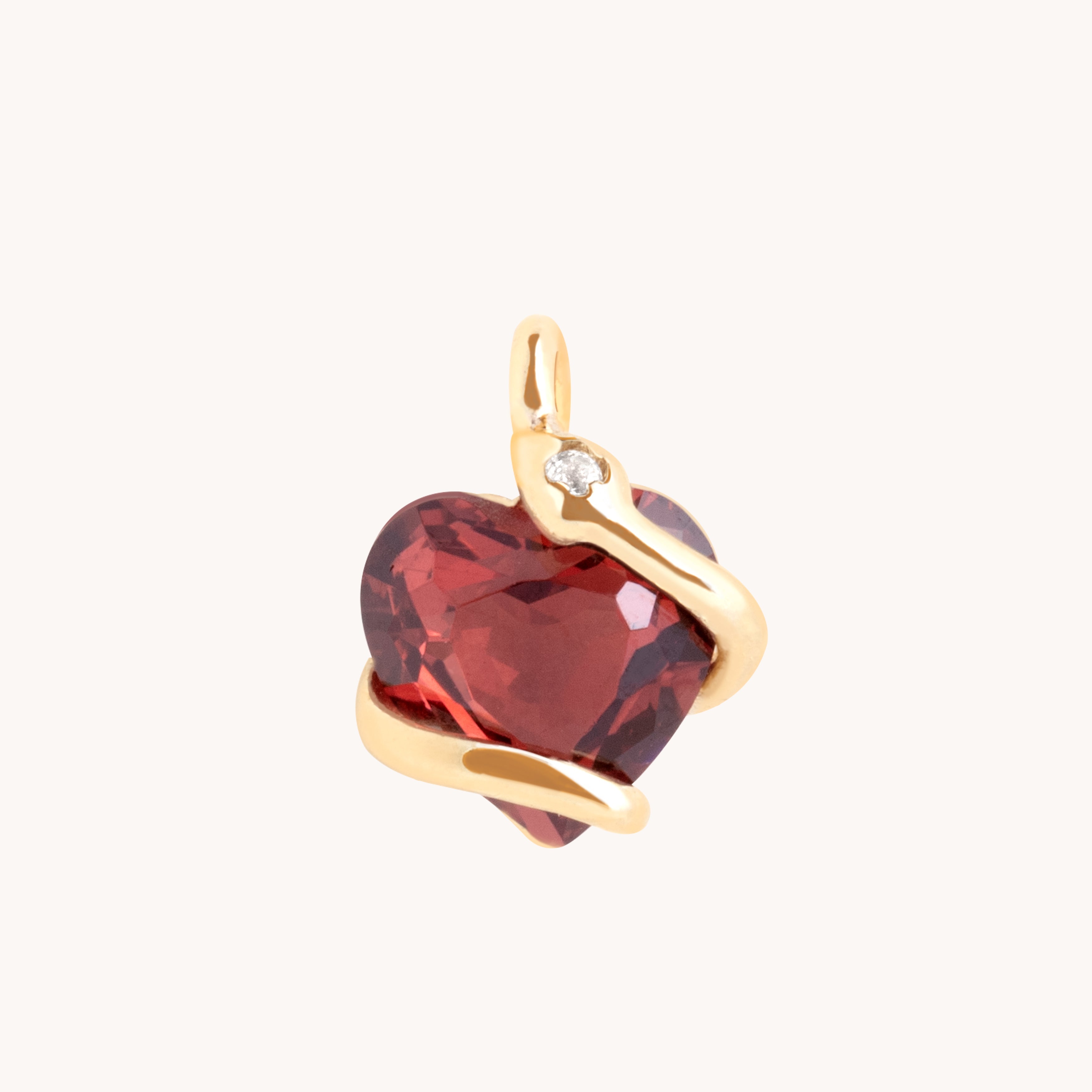 Eternity Collection - Garnet Heart & Snake Charm 9k Gold - Welding Charms - Astrid & Miyu