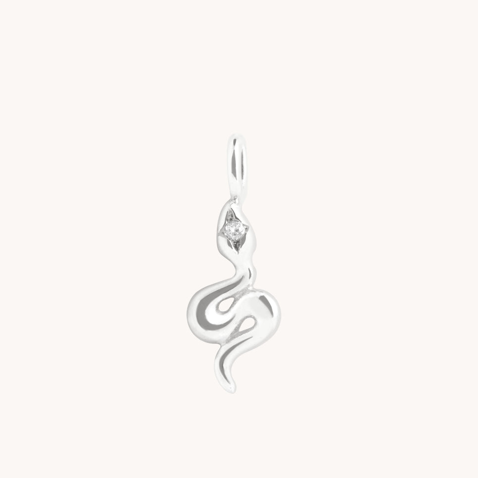 Eternity Collection - White Topaz Snake Charm 9k White Gold - Welding Charms - Astrid & Miyu