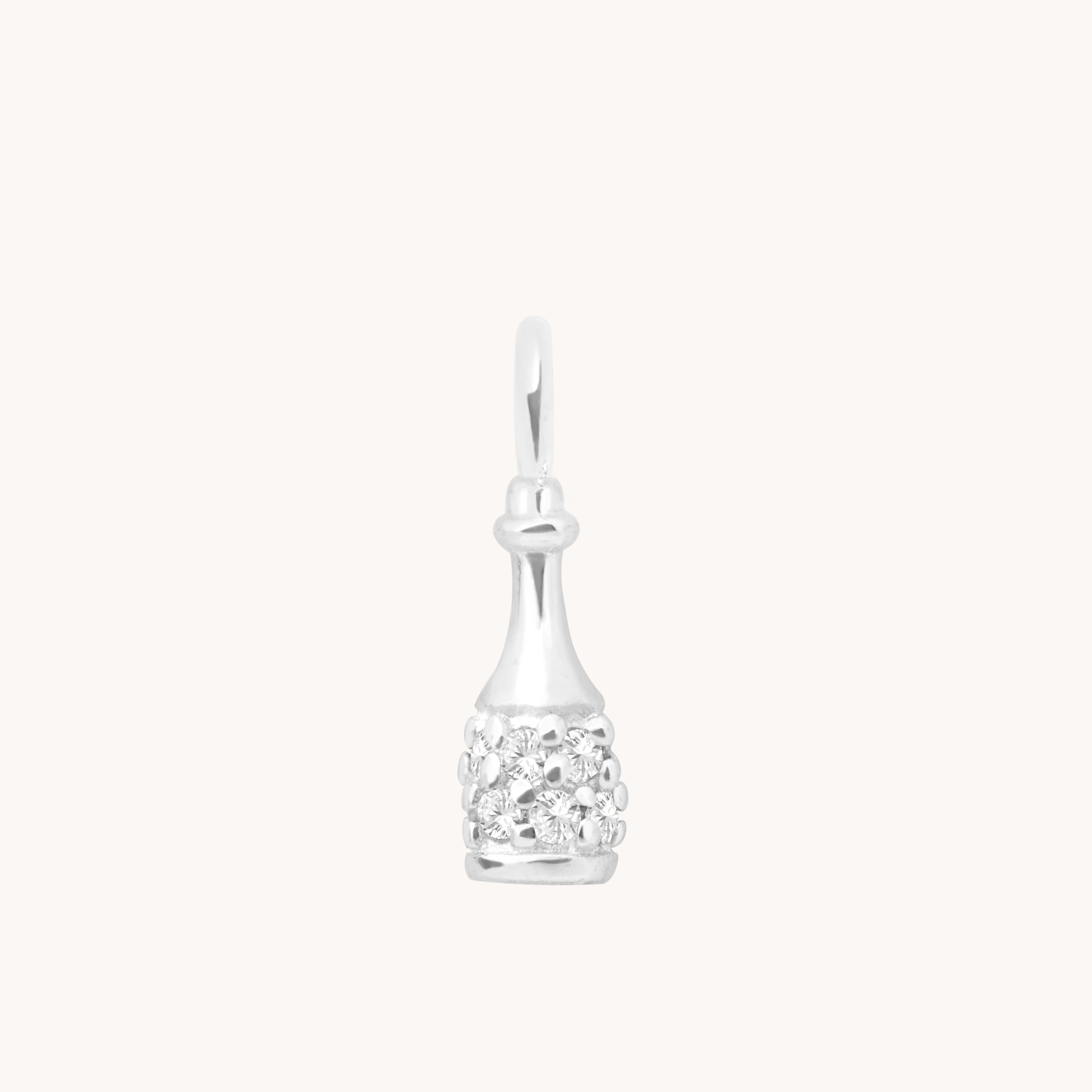Motif Charms - Champagne Bottle Charm 9k White Gold - Welding Charm - Astrid & Miyu