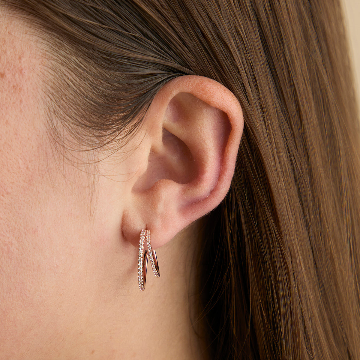 Illusion Crystal Hoops in Rose Gold-Astrid & Miyu