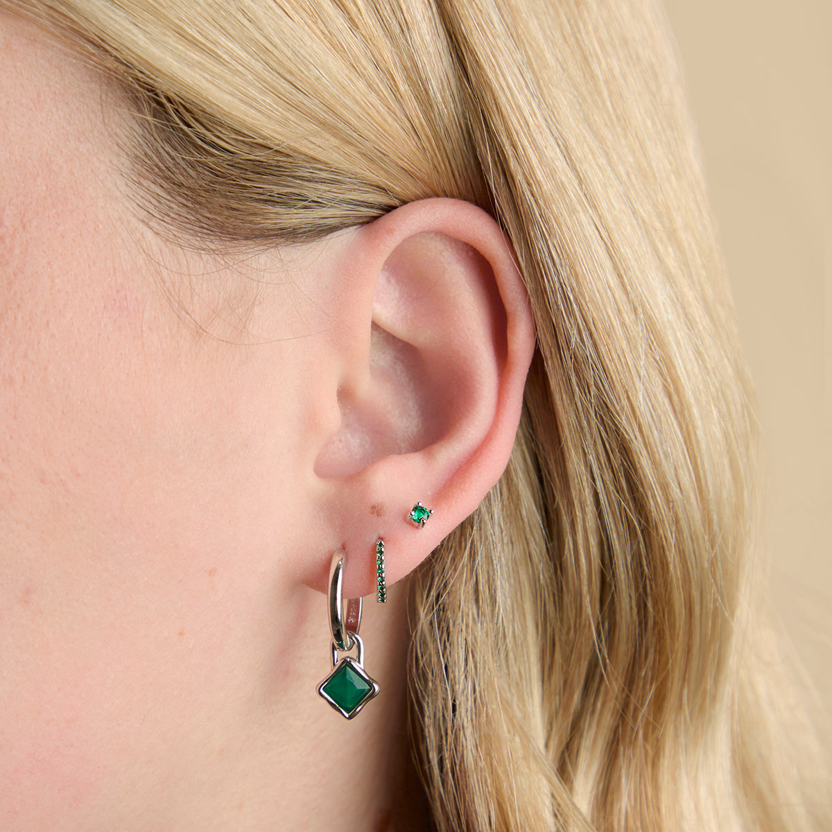 Green Agate May Clip Charm in Silver-Astrid & Miyu