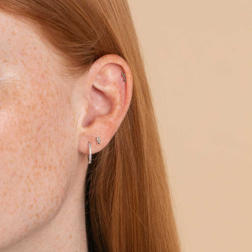 August Peridot - August Peridot Birthstone Earrings in Solid White Gold - Stud Earrings - Astrid & Miyu