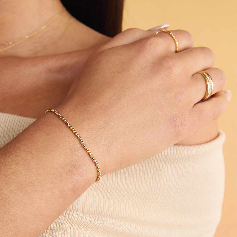 Bracelets - Beaded Bracelet in Solid Gold - Bracelets - Astrid & Miyu
