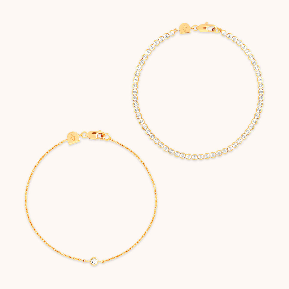 Bold Zodiacs & Zodiac Gift Sets - Gleam Tennis Bracelet Gift Set in Gold - Stacking Sets - Astrid & Miyu