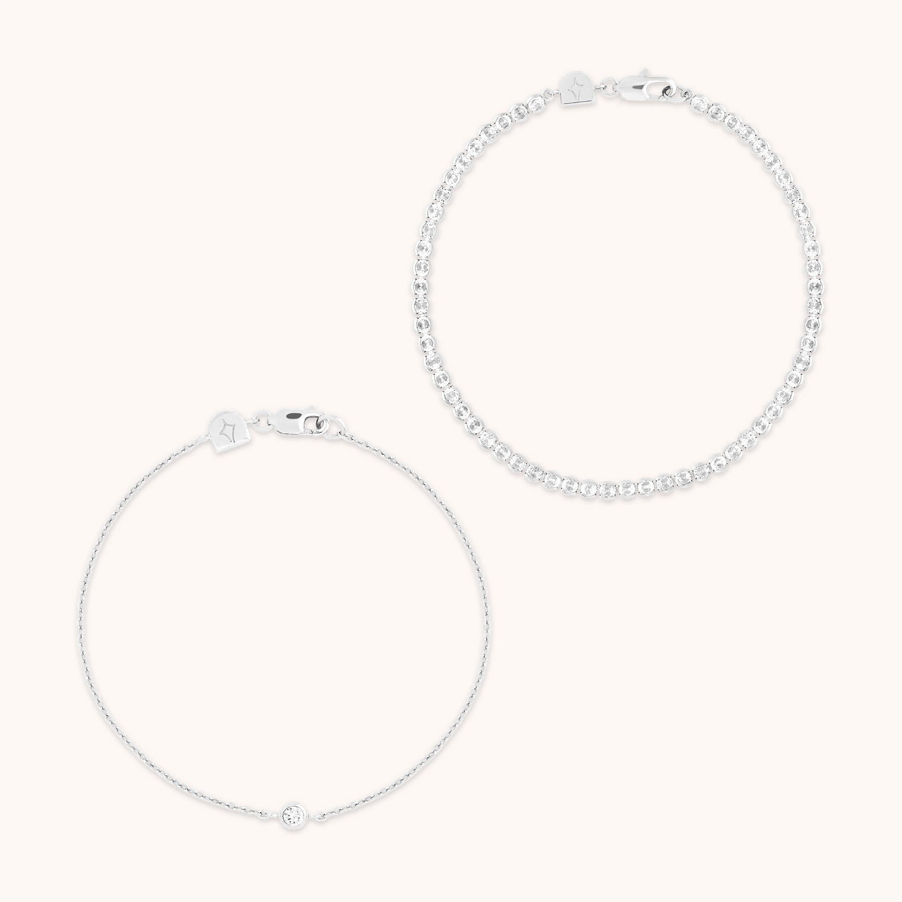 Bold Zodiacs & Zodiac Gift Sets - Gleam Tennis Bracelet Gift Set in Silver - Stacking Sets - Astrid & Miyu