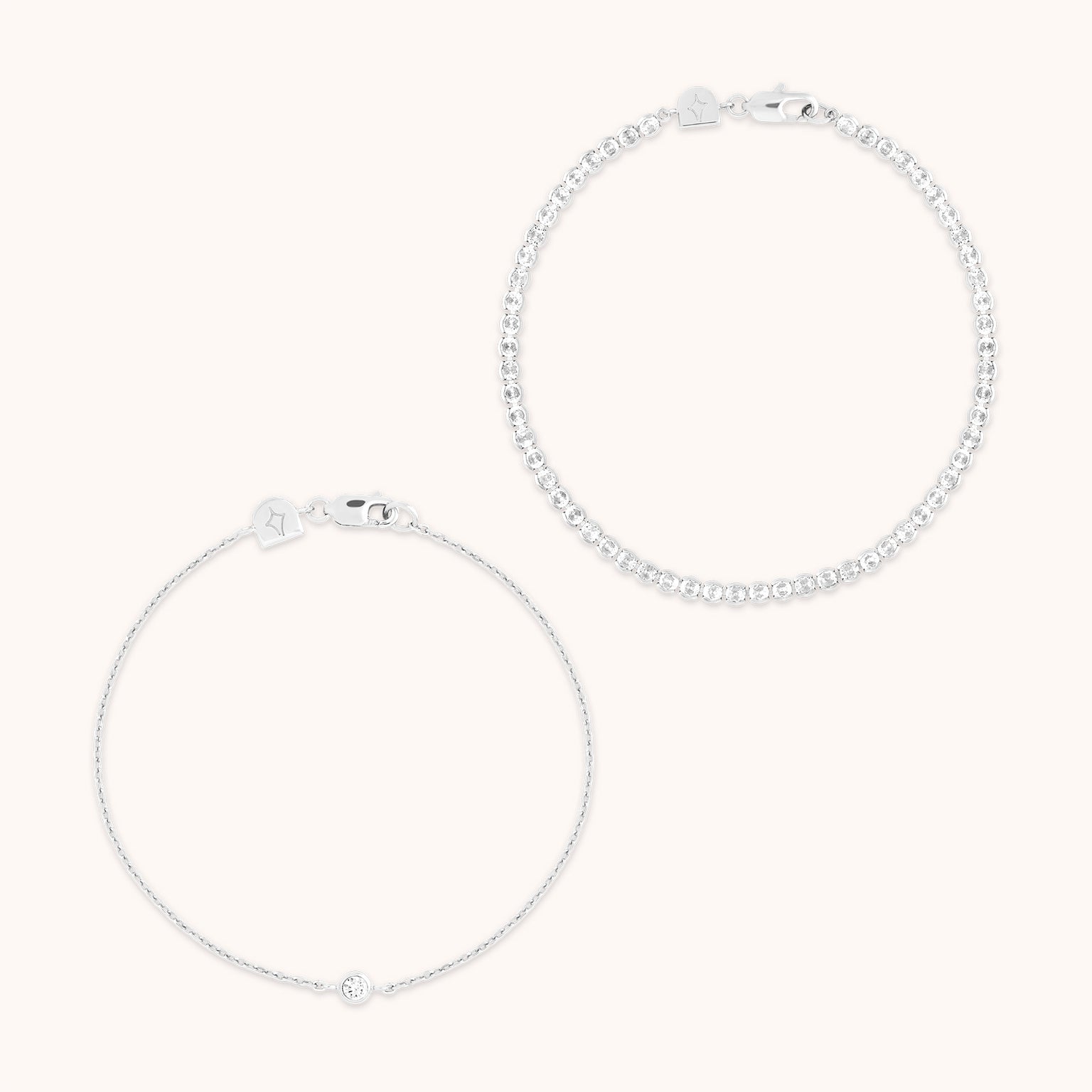 Bold Zodiacs & Zodiac Gift Sets - Gleam Tennis Bracelet Gift Set in Silver - Stacking Sets - Astrid & Miyu