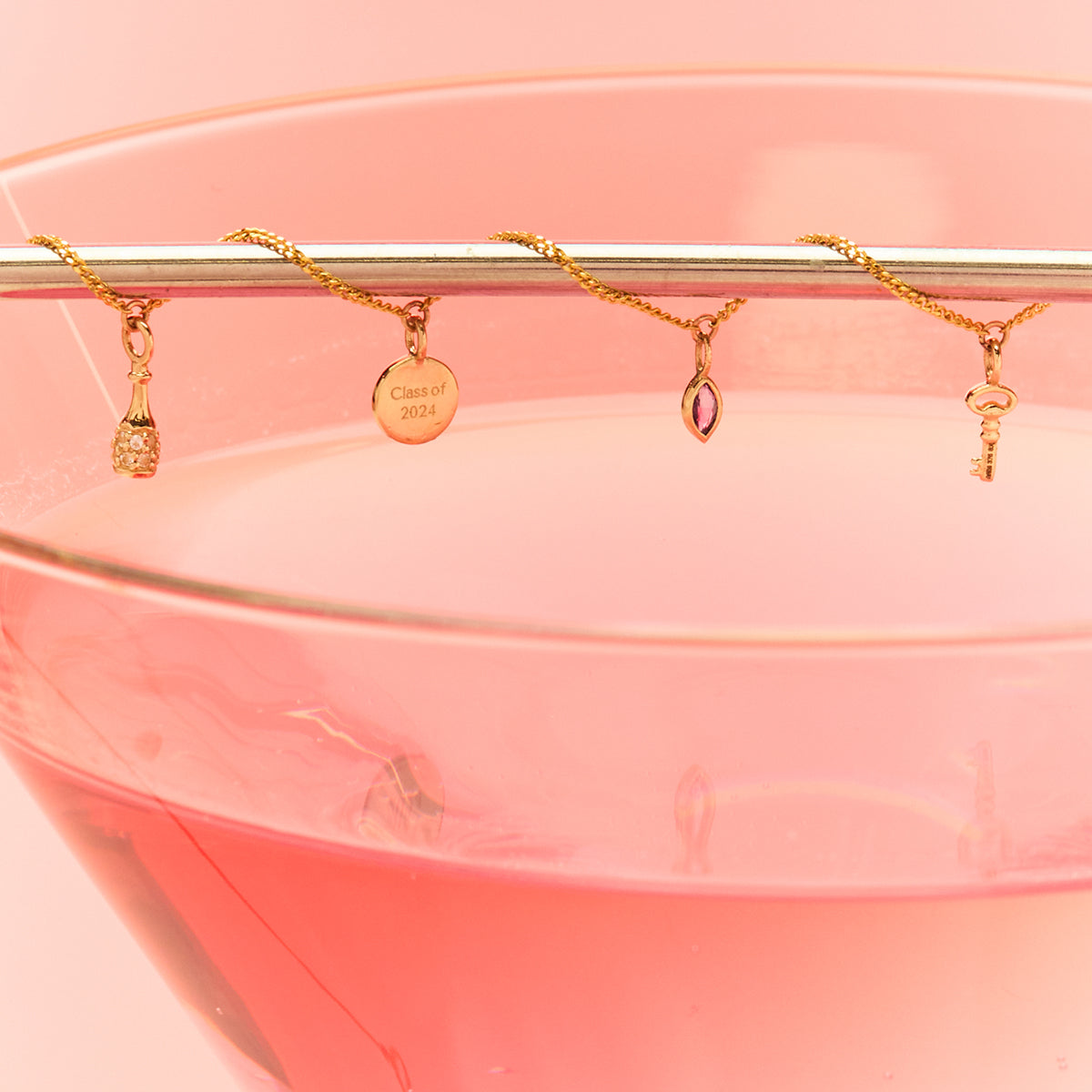 Motif Charms - Champagne Bottle Charm 9k Gold - Welding Charm - Astrid & Miyu