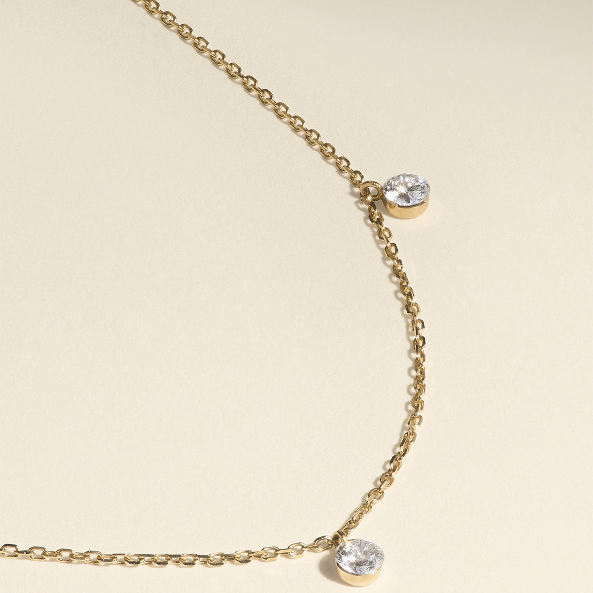 Floating Diamond Charm Necklace in Solid Gold
