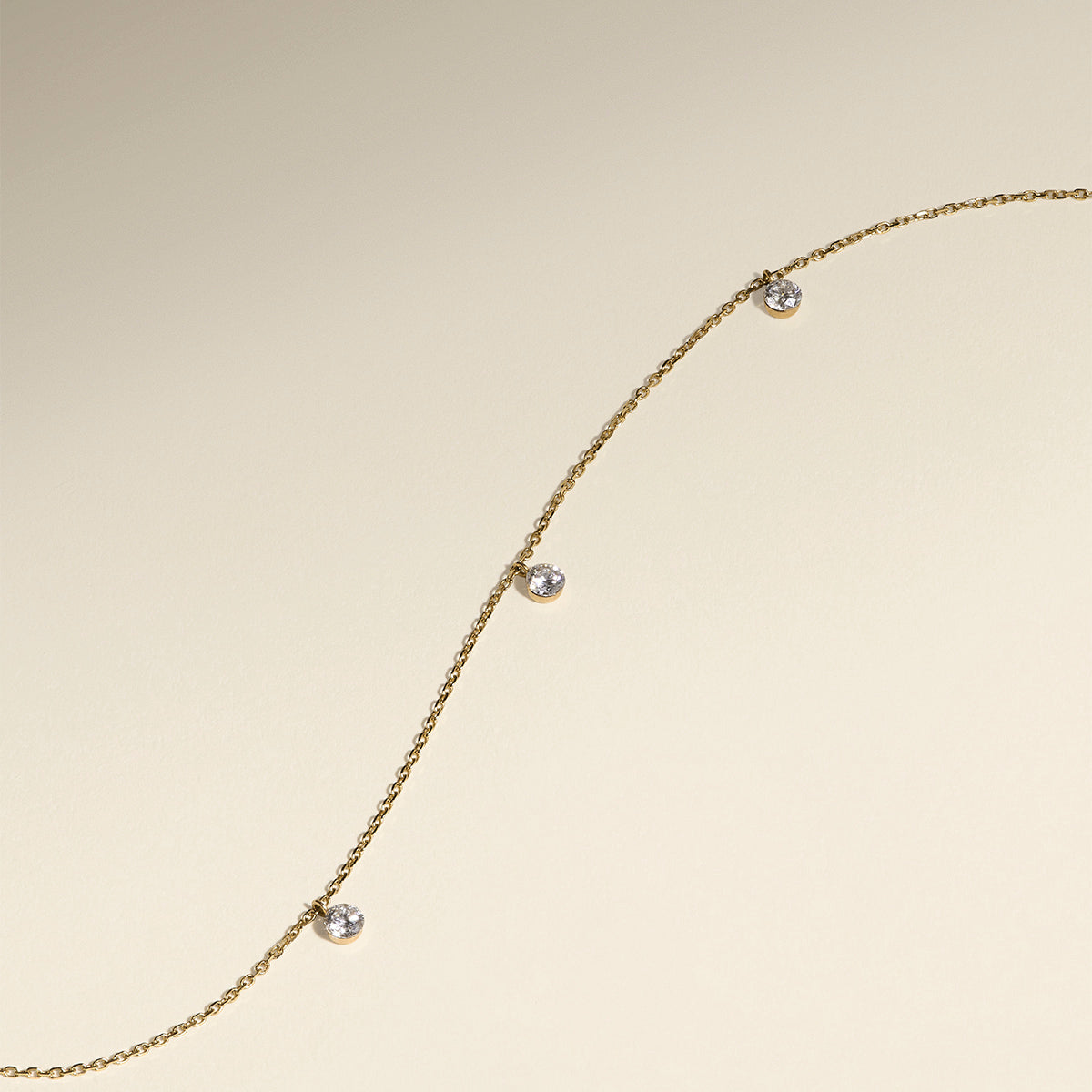 Floating Diamond Charm Necklace in Solid Gold