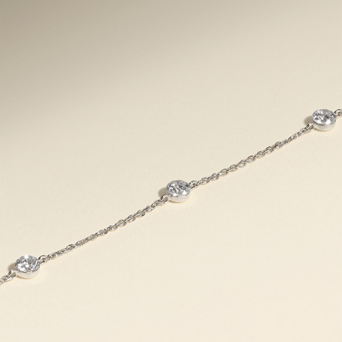 Floating Diamond Charm Necklace in Solid White Gold