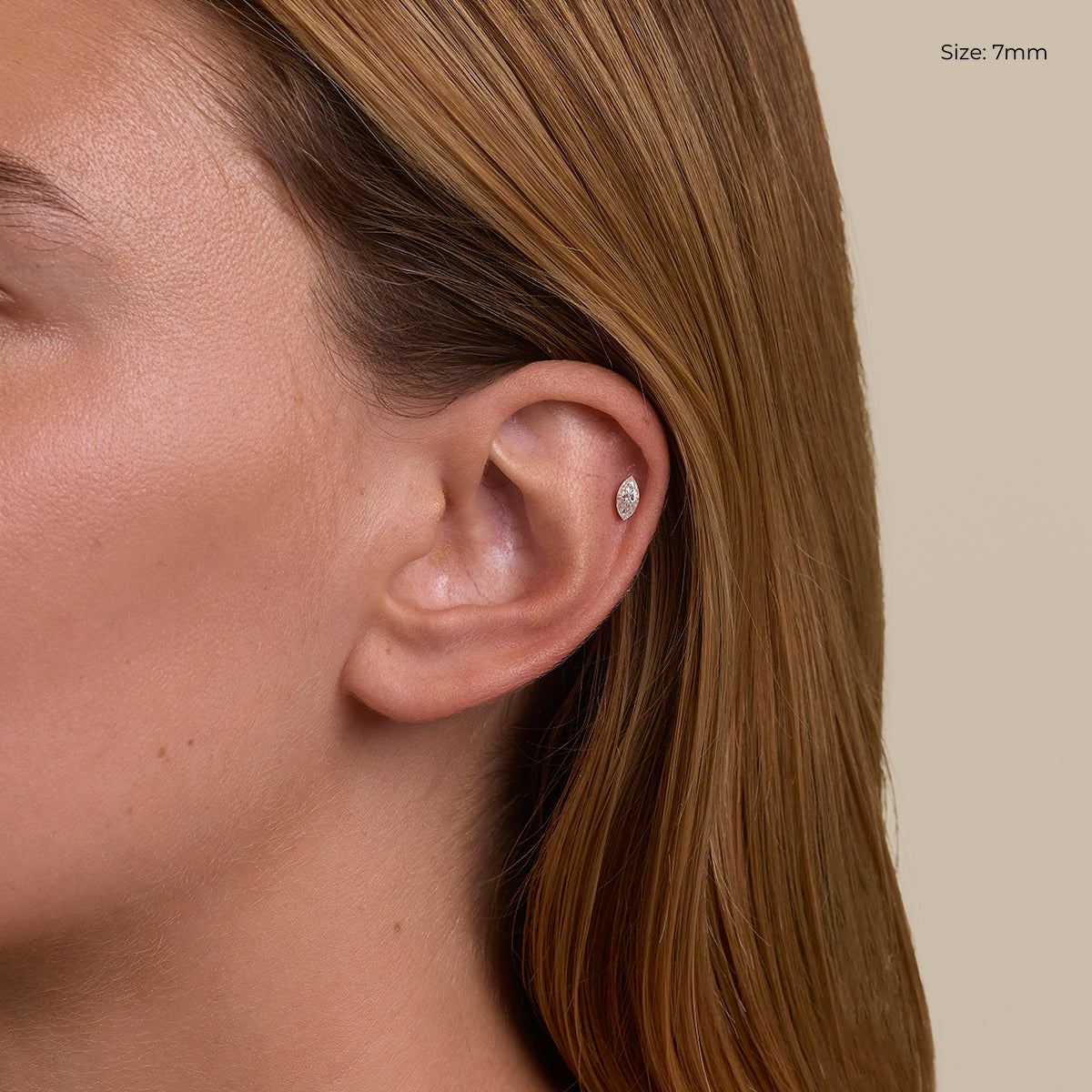 Floating Marquise Diamond Stud Earrings in Solid Gold
