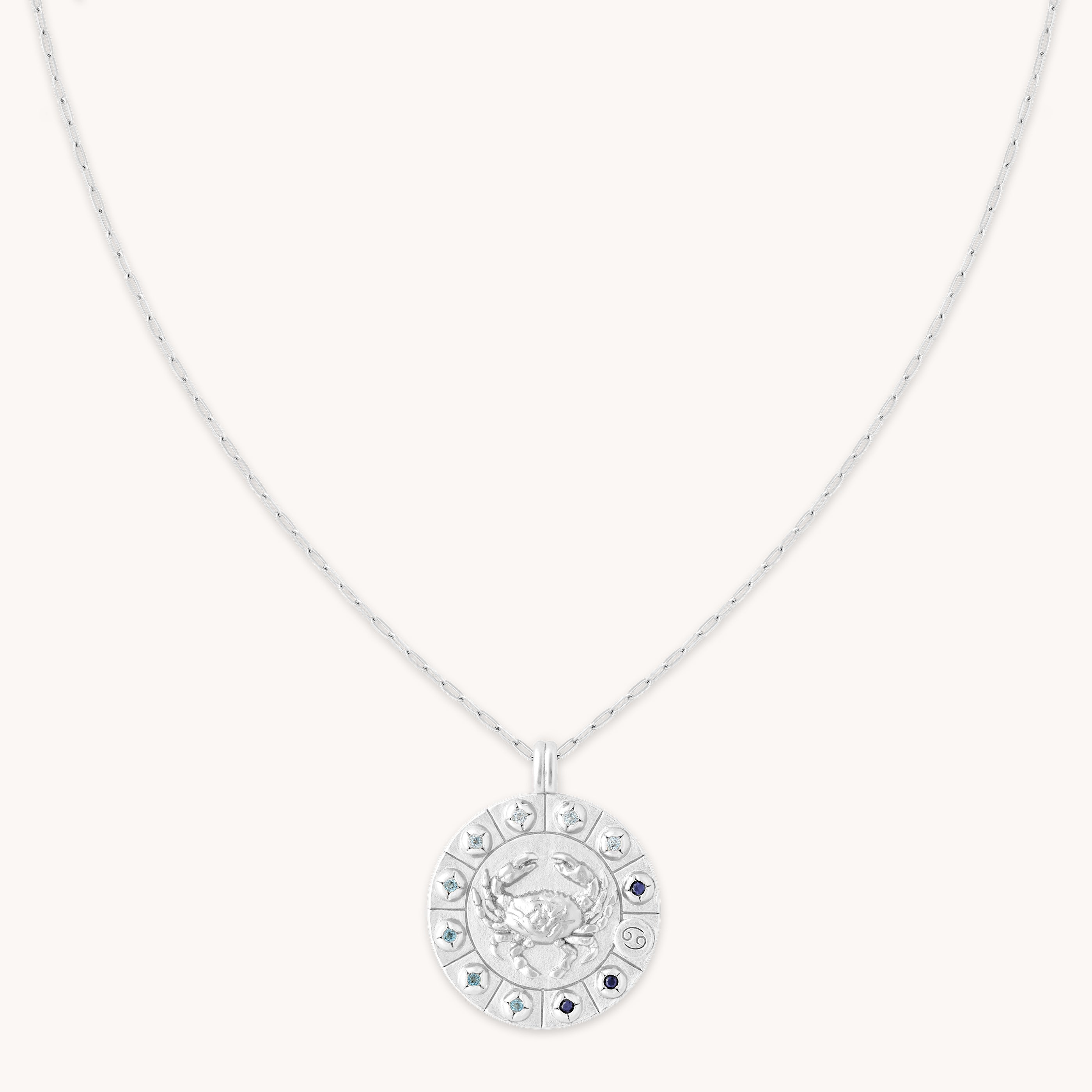 Cancer Bold Zodiac Pendant Necklace in Silver-Astrid & Miyu
