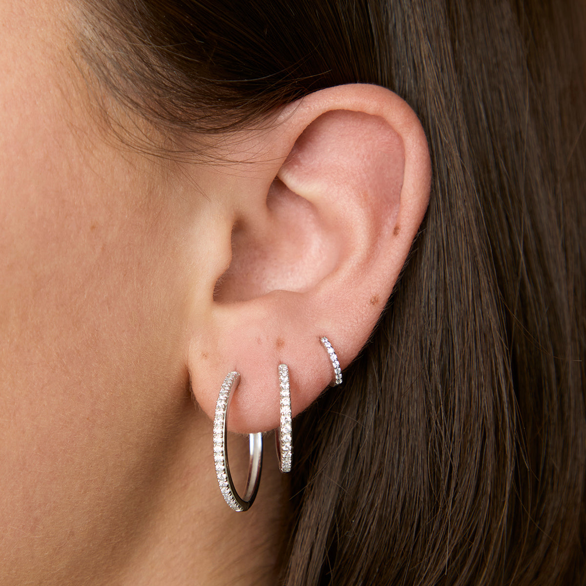 Crystal Hoop to Huggie Gift Set in Silver-Astrid & Miyu