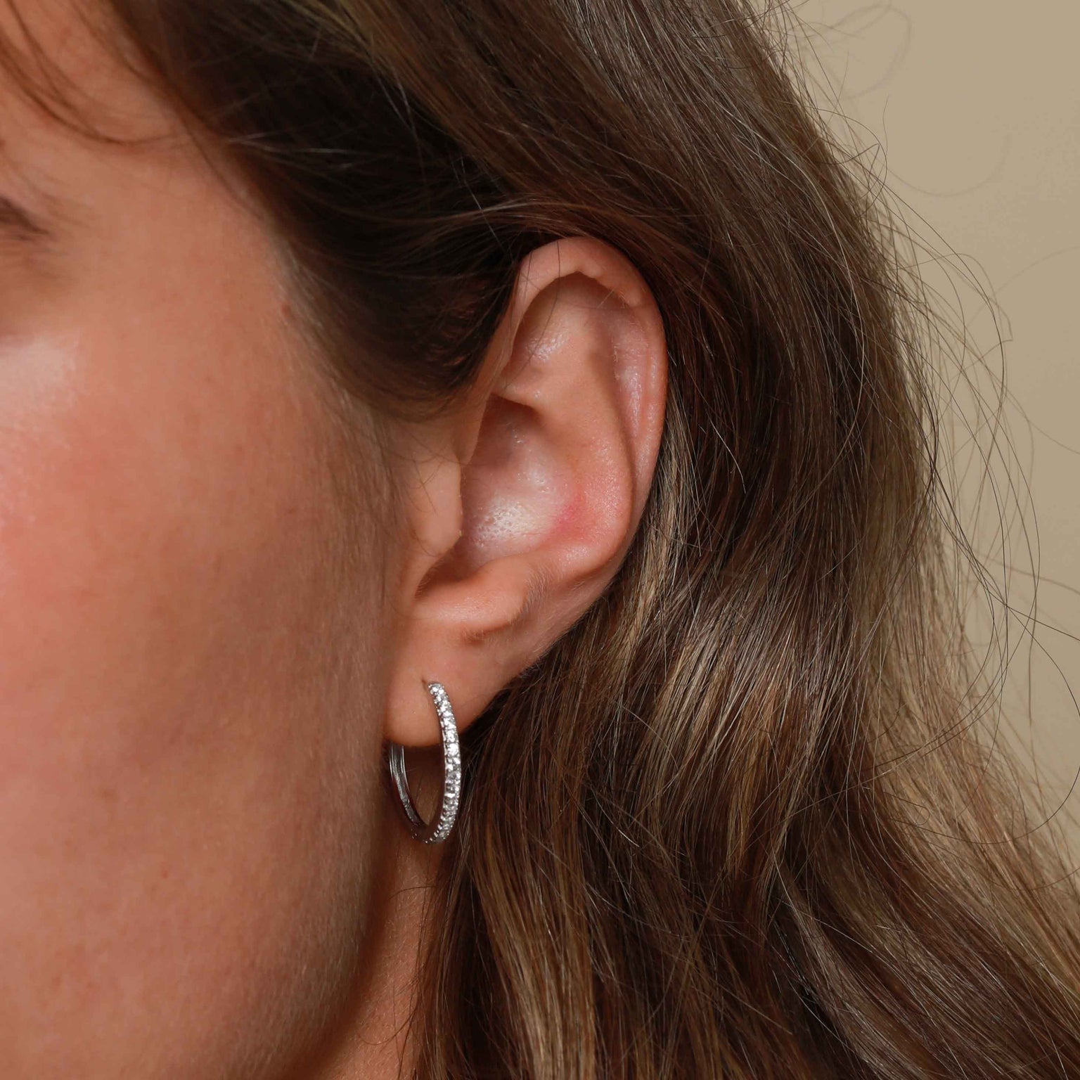 Charm Compatible Hoops - Essential Crystal Medium Hoops in Silver - Hoop Earrings - Astrid & Miyu