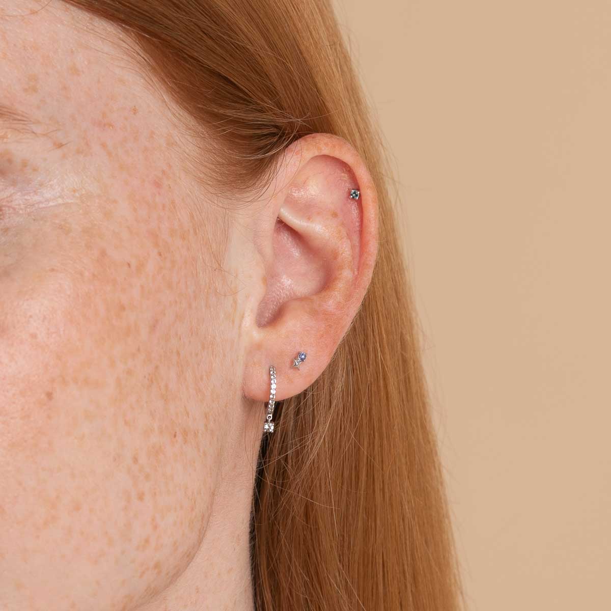 Birthstone Earrings - December Tanzanite Birthstone Earrings in Solid White Gold - Stud Earrings - Astrid & Miyu