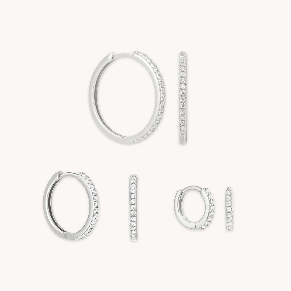 Crystal Hoop to Huggie Gift Set in Silver-Astrid & Miyu