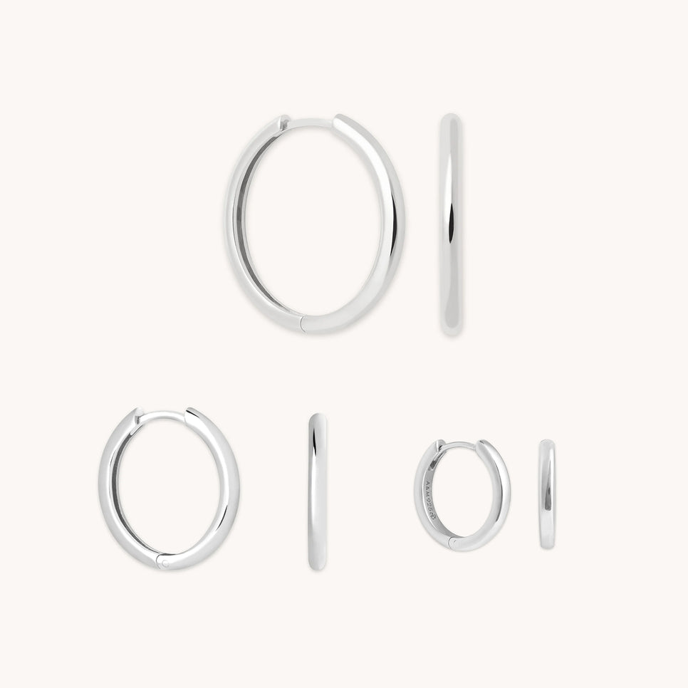 Essential Hoops Gift Set in Silver-Astrid & Miyu