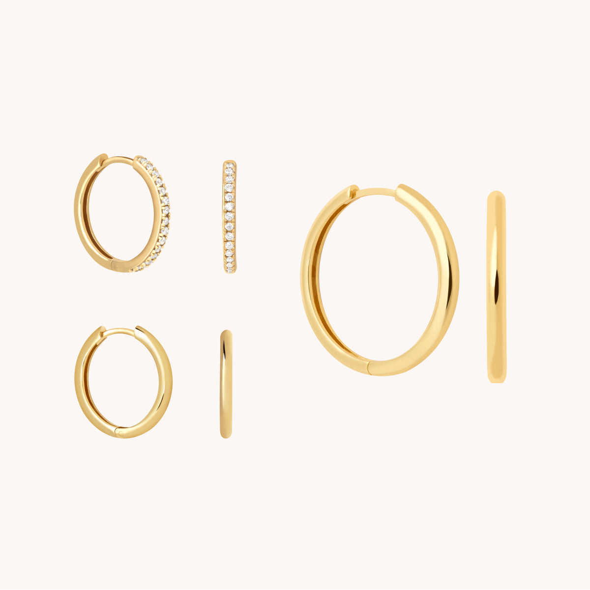 18k Gold Plated Jewellery - Essential Shimmer Hoop Gift Set in Gold - Stacking Sets - Astrid & Miyu