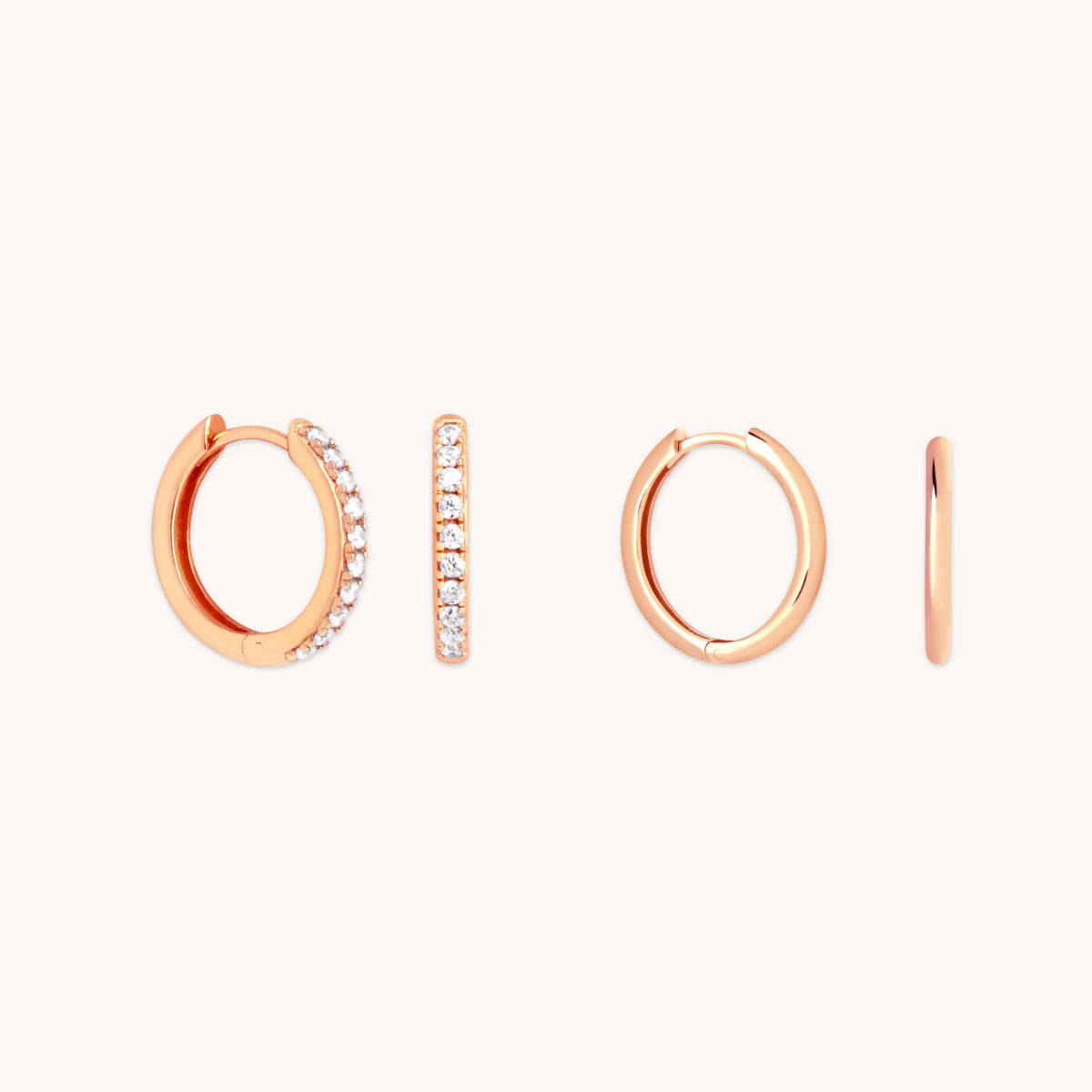 18k Rose Gold Plated Jewellery - Essential Shimmer Hoop Gift Set in Rose Gold - Stacking Sets - Astrid & Miyu