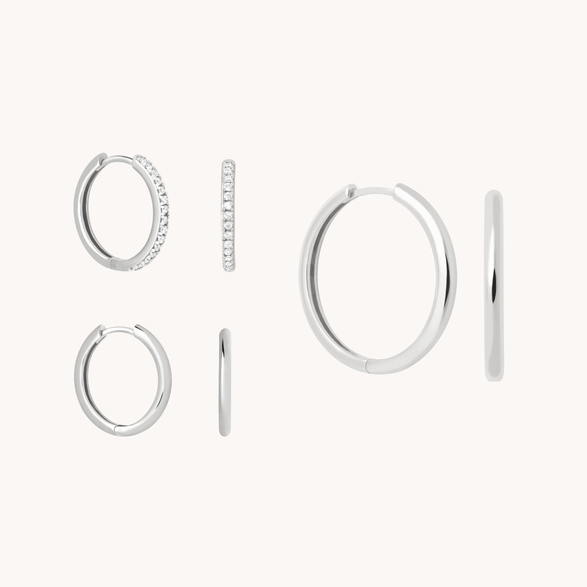 Bold Zodiacs & Zodiac Gift Sets - Essential Shimmer Hoop Gift Set in Silver - Stacking Sets - Astrid & Miyu