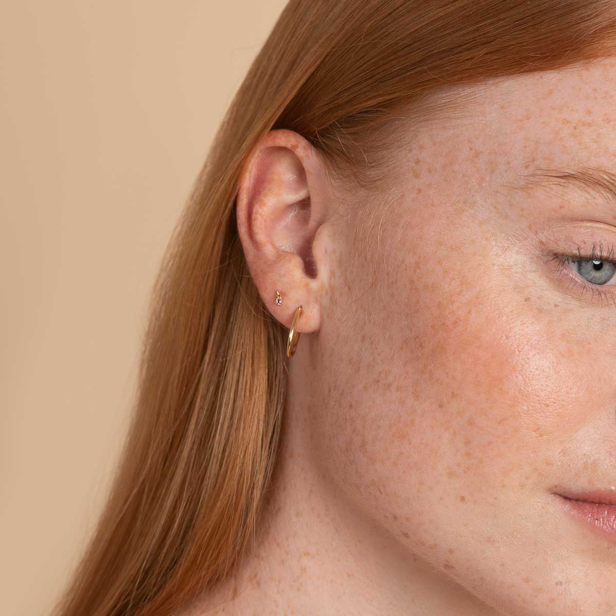 Birthstone Earrings - February Amethyst Birthstone Earrings in Solid Gold - Stud Earrings - Astrid & Miyu