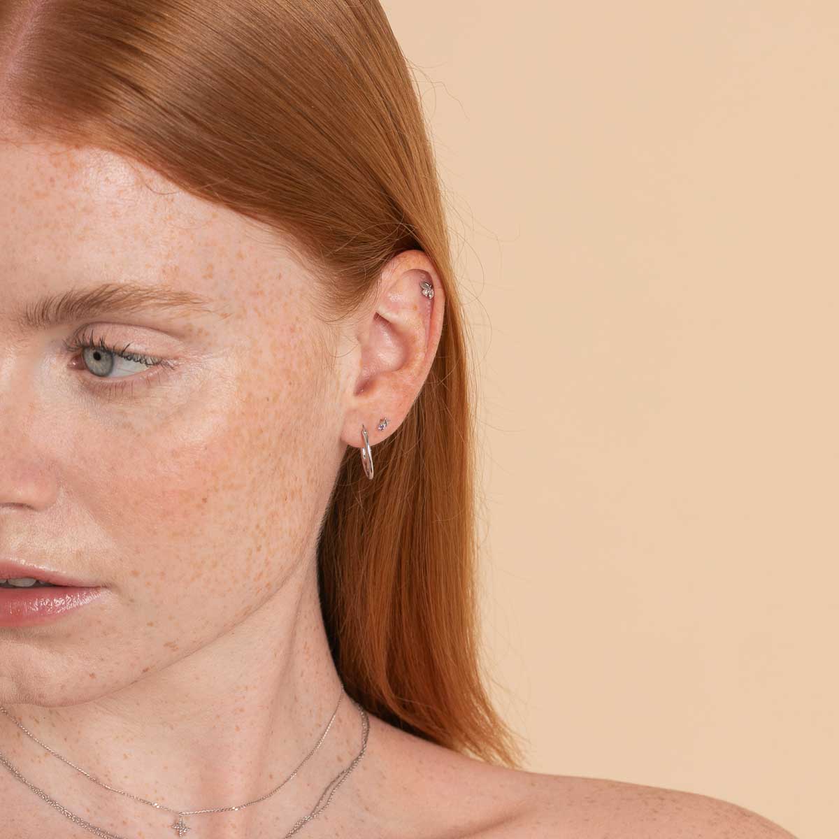 Birthstone Earrings - February Amethyst Birthstone Earrings in Solid White Gold - Stud Earrings - Astrid & Miyu