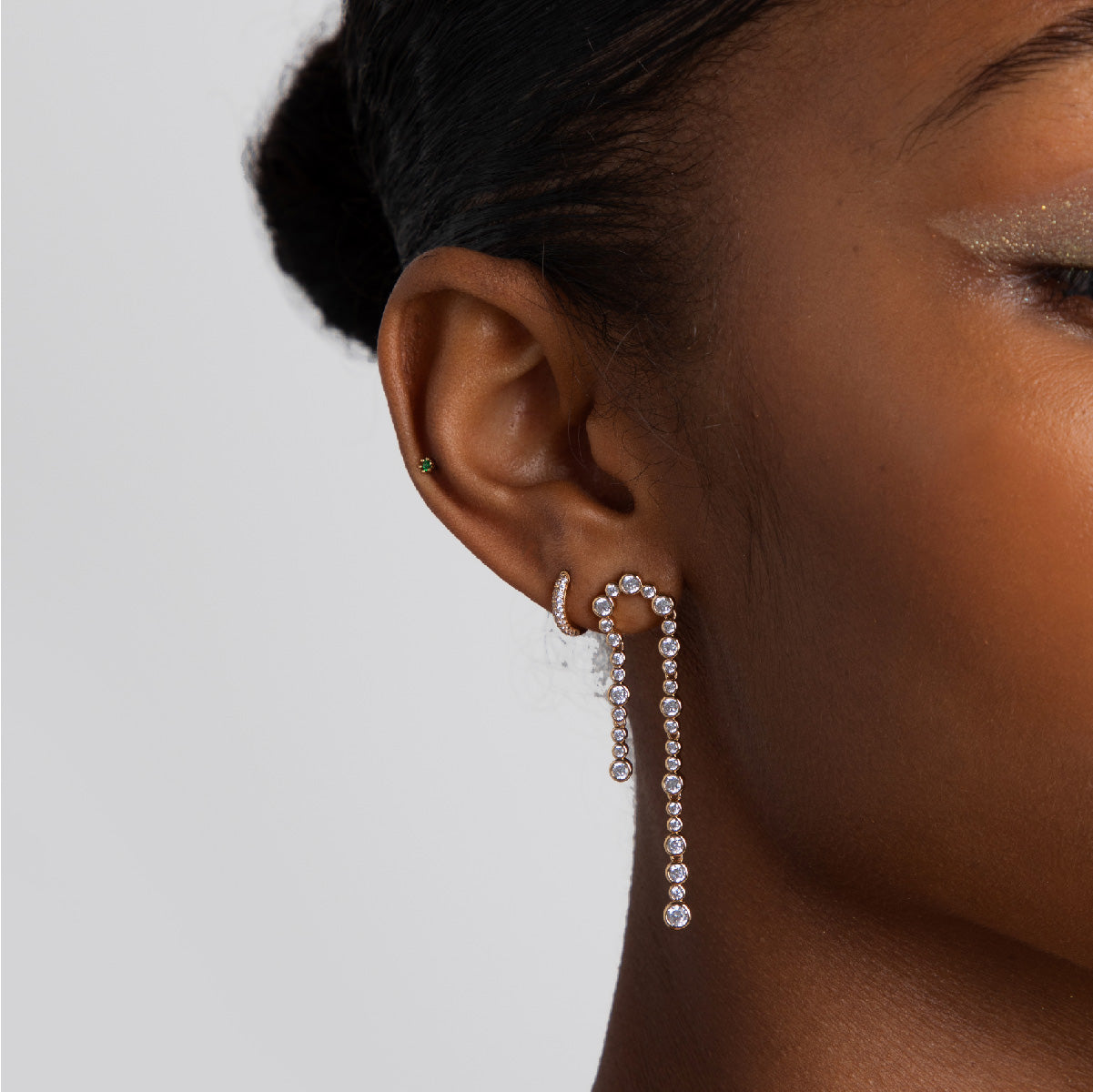 18k Gold Plated Jewellery - Gleam Crystal Drop Studs in Gold - Stud Earrings - Astrid & Miyu