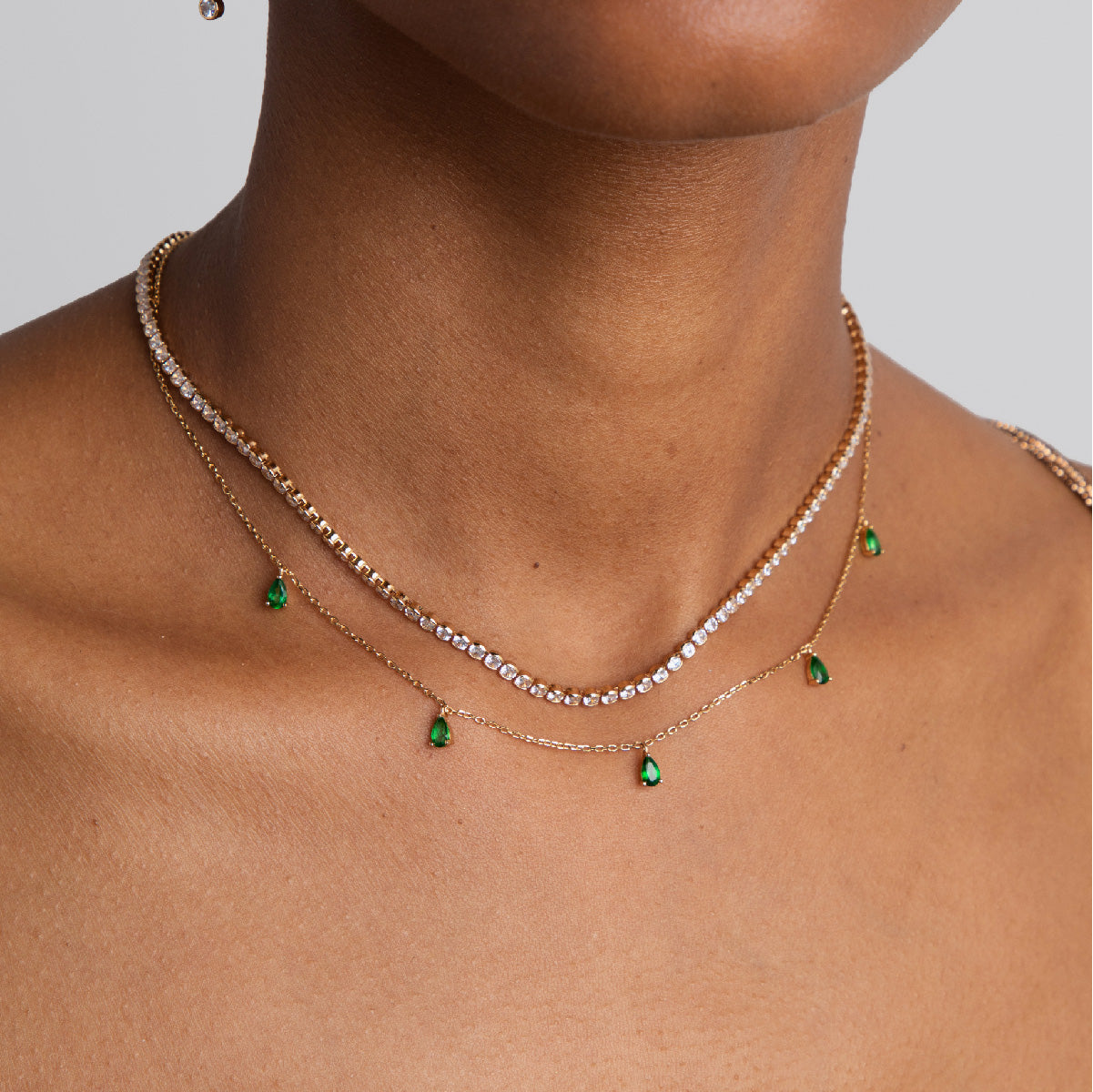 18k Gold Plated Jewellery - Green Topaz Charm Necklace in Gold - Necklaces - Astrid & Miyu