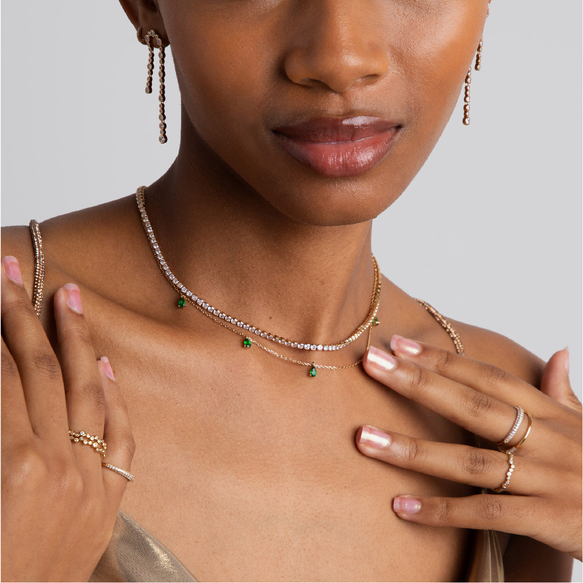 18k Gold Plated Jewellery - Green Topaz Charm Necklace in Gold - Necklaces - Astrid & Miyu