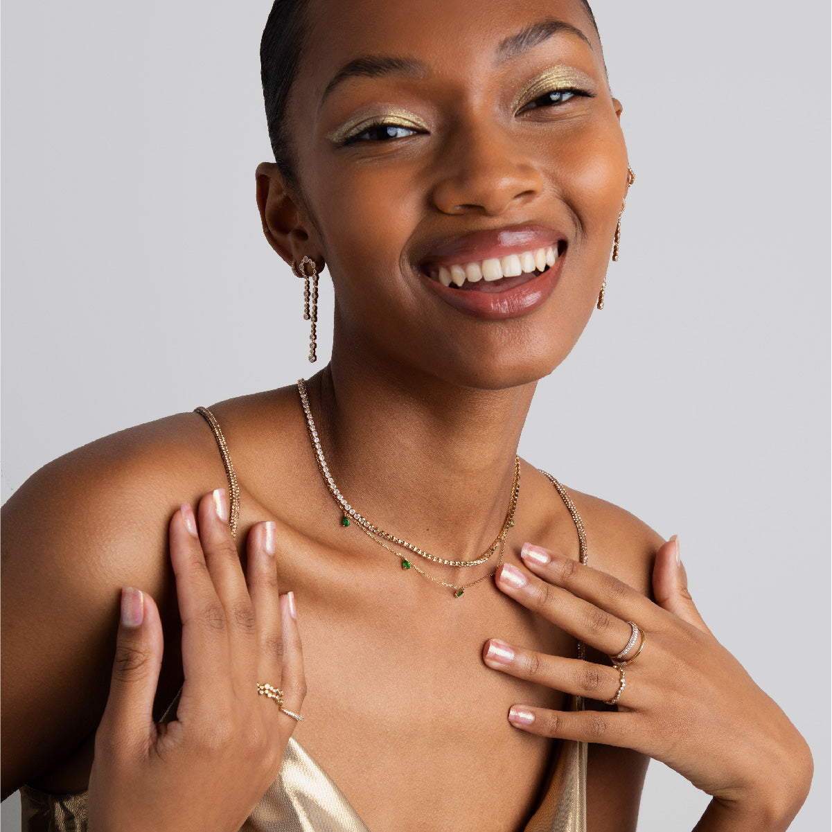 18k Gold Plated Jewellery - Gleam Tennis Chain Necklace in Gold - Chain Necklaces - Astrid & Miyu