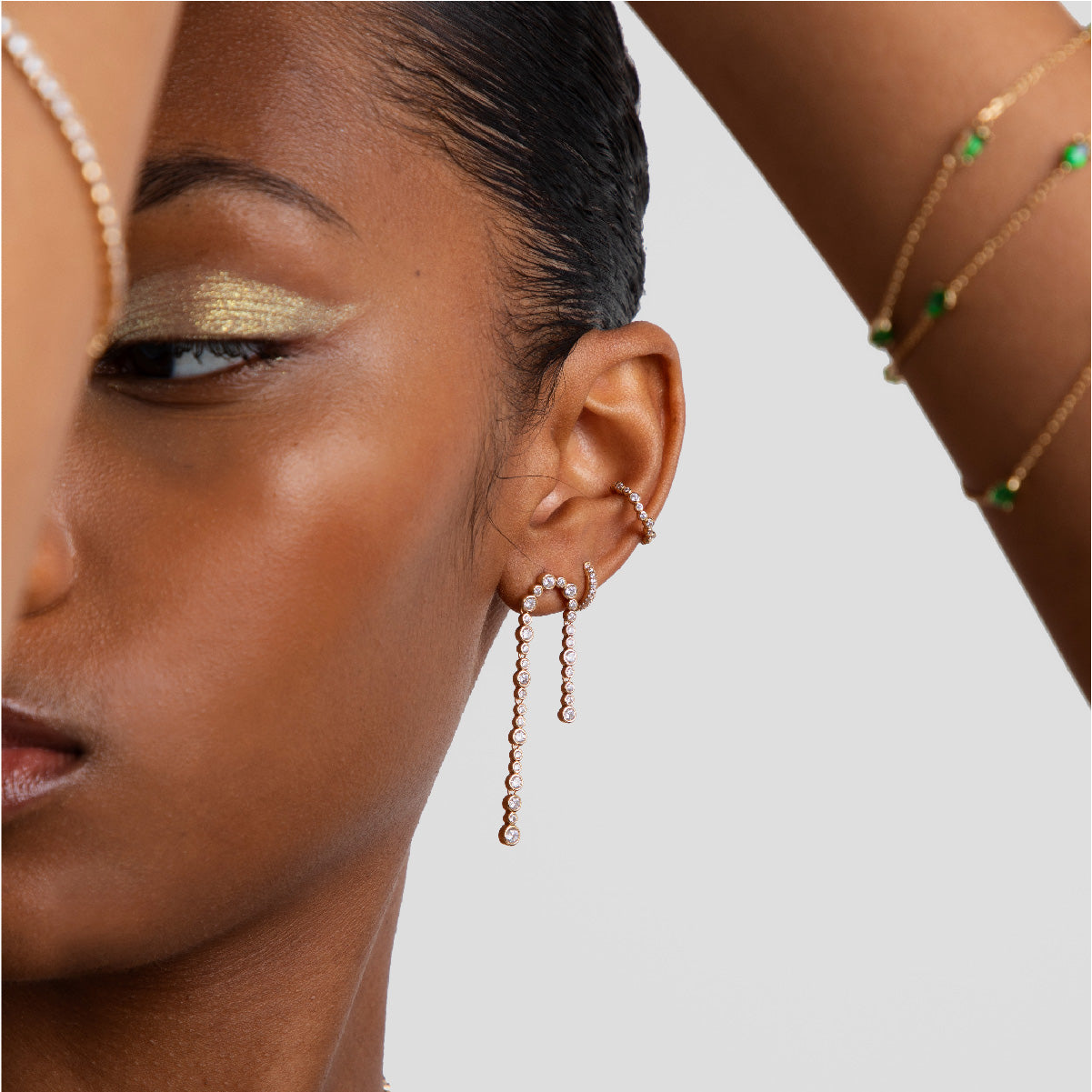 18k Gold Plated Jewellery - Gleam Crystal Drop Studs in Gold - Stud Earrings - Astrid & Miyu