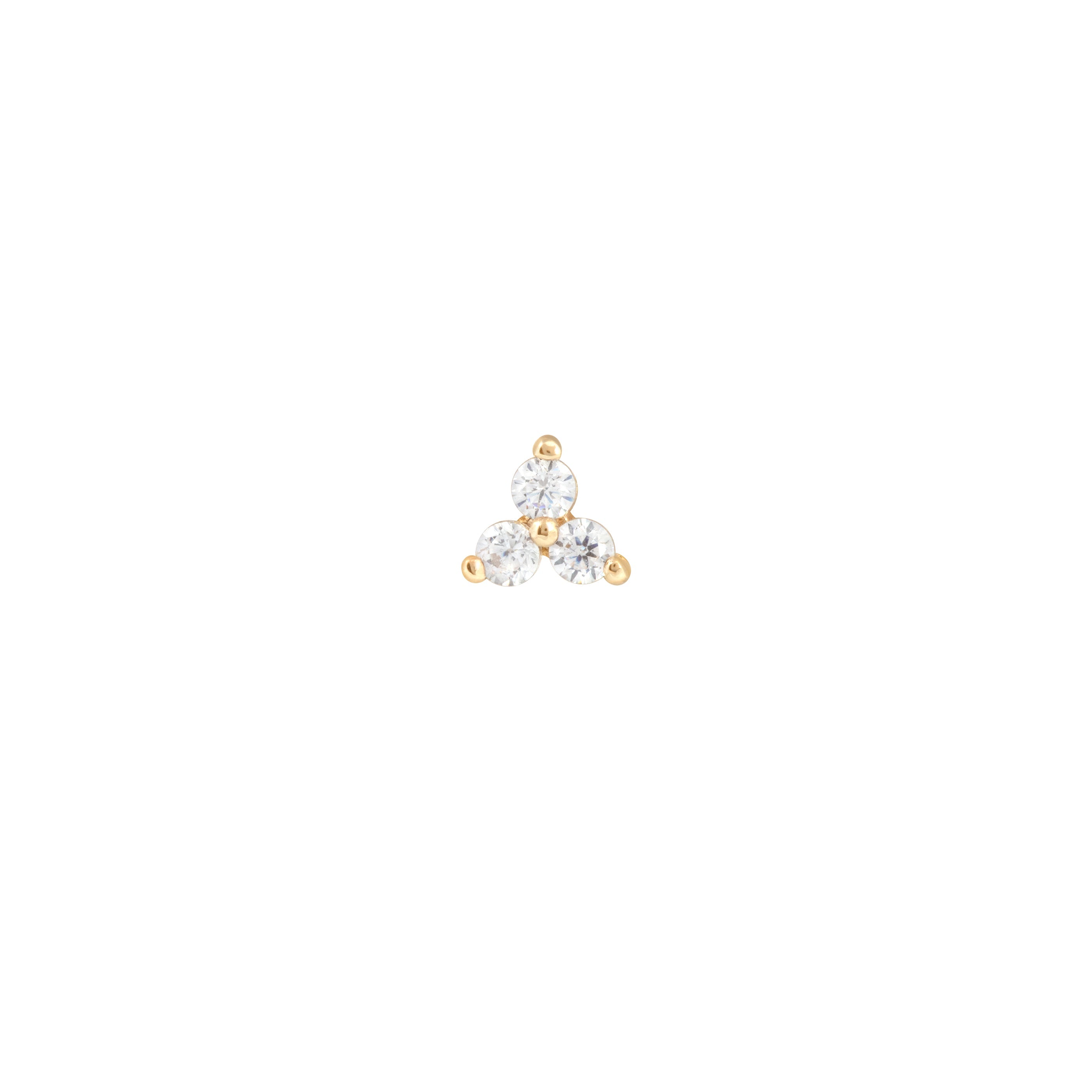 April White Topaz - Triple Topaz Piercing Stud 6mm in Solid Gold - Piercing Stud - Astrid & Miyu