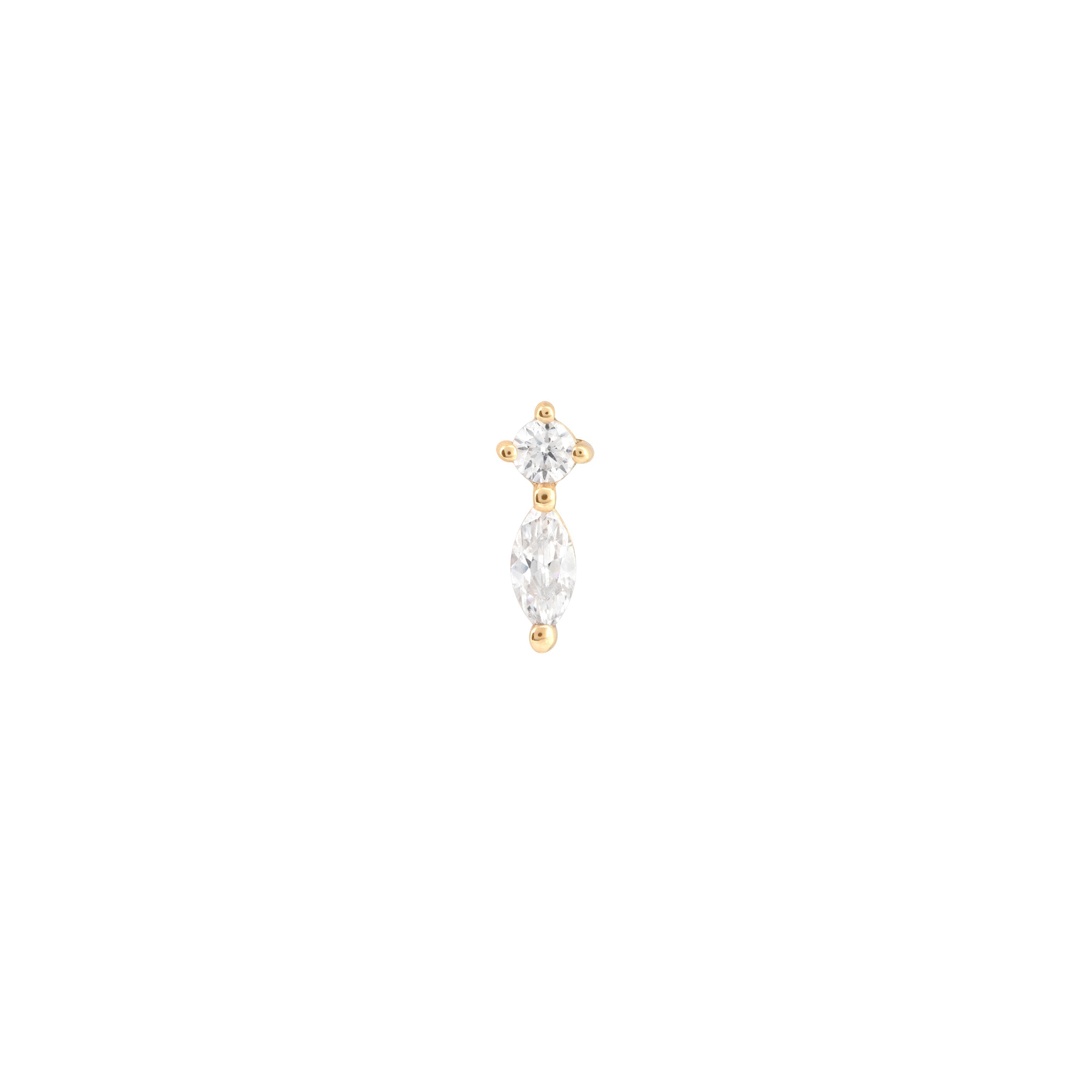 April White Topaz - Topaz Teardrop Piercing Stud in Solid Gold - - Astrid & Miyu