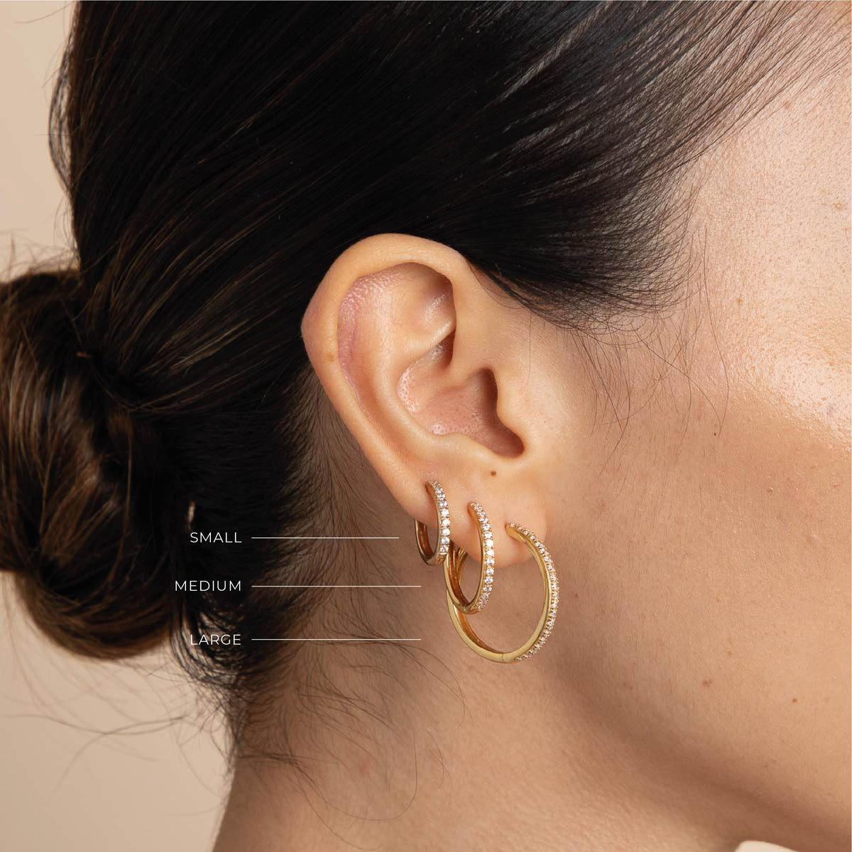 18k Gold Plated Jewellery - Essential Crystal Large Hoops in Gold - Hoop Earrings - Astrid & Miyu